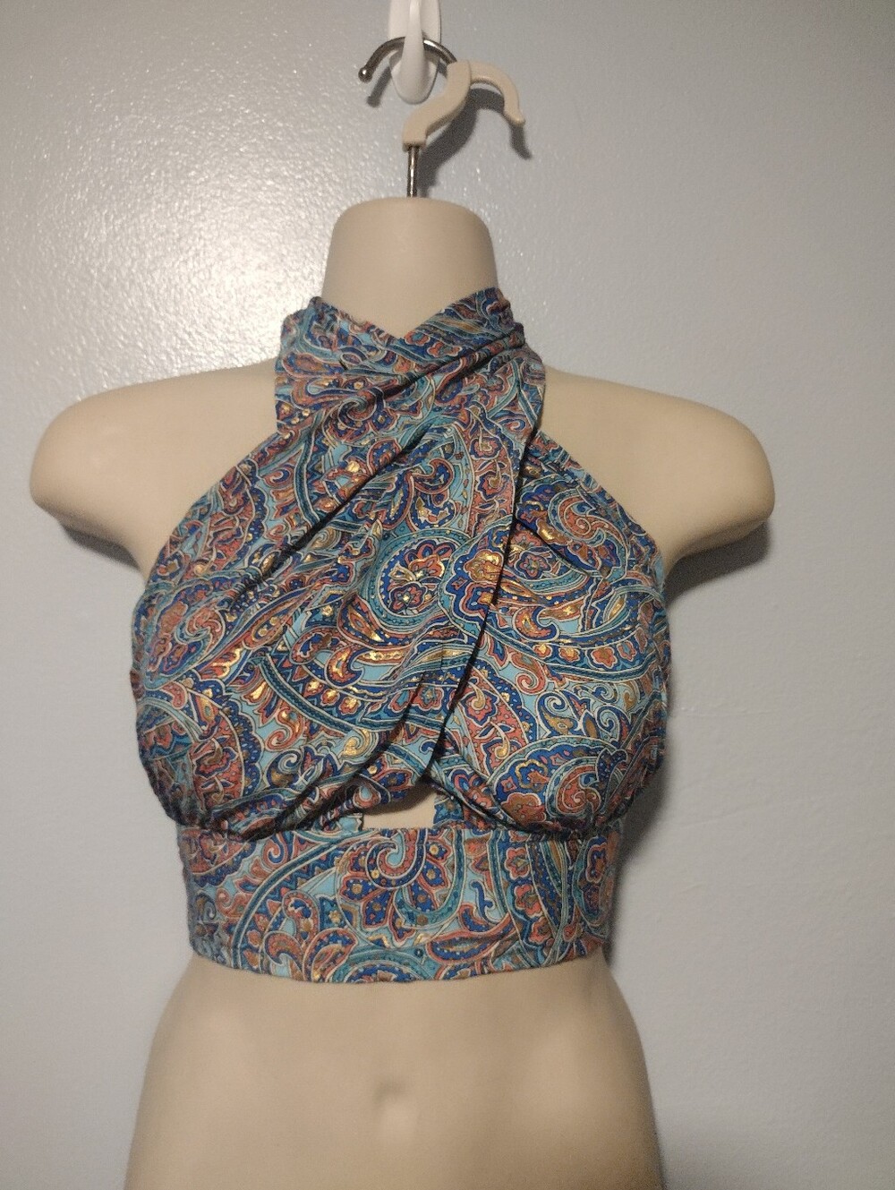 Earthbound Trading Co Halter Tie Crop Top Shirt Boho Hippie Fairy Festival